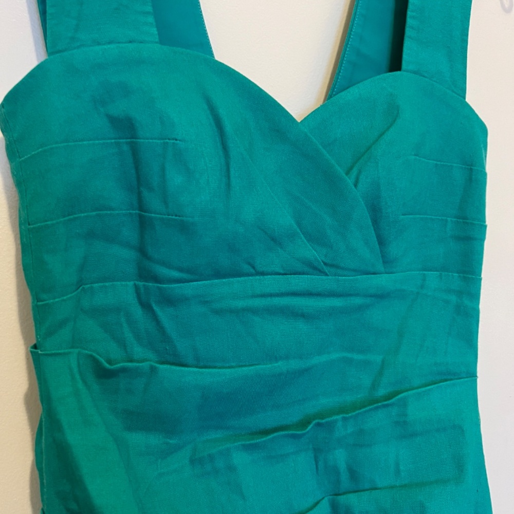 Nicole Miller Ruched Turquoise Mini Dress - Picture 3 of 3